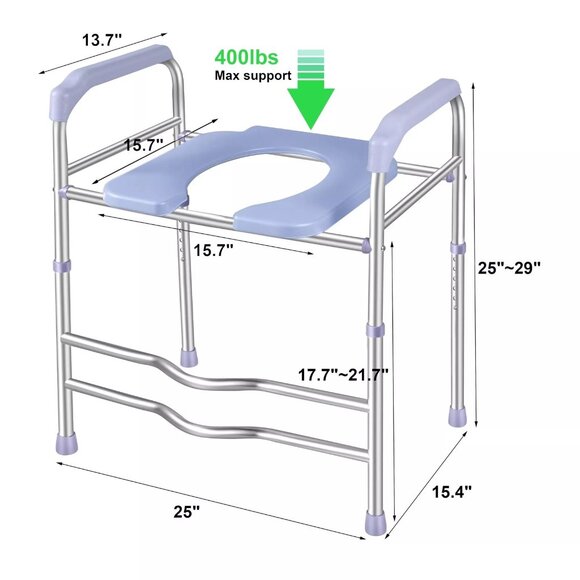 Deewow Raised Toilet Seat with Handles 400lb - Picture 1 of 5
